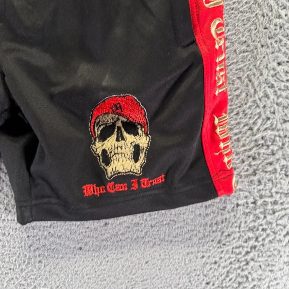 Amir Armon Short Mens S Black Fleece-Lined Sweat Skull Embroidered Performance